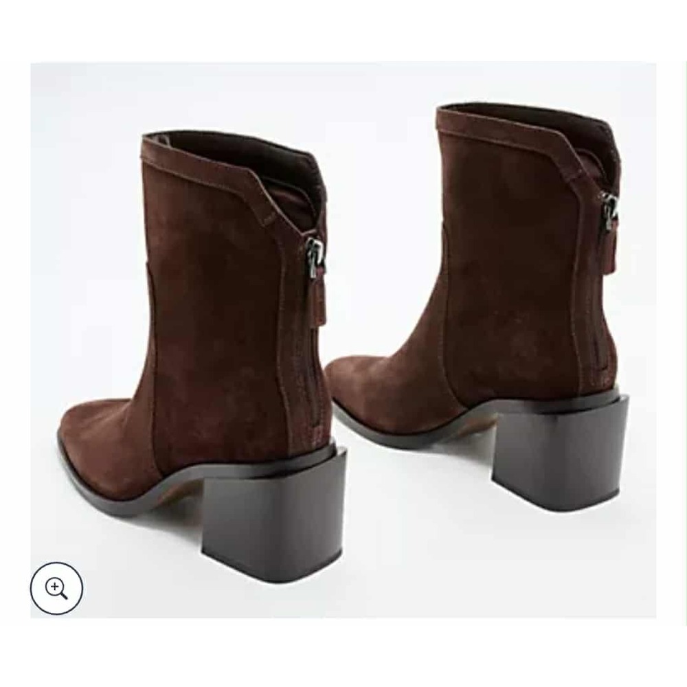 Vince Camuto Kortimy Root Beer‎ Suede Block Heel Ankle Boots Women Size 7M